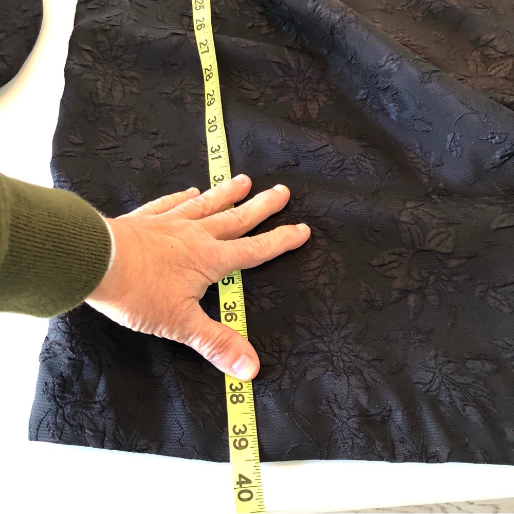 Vintage Karin Stevens Petites 2 Piece Jacquard Dress Suit Black 12P Bow Cuff - Picture 14 of 17